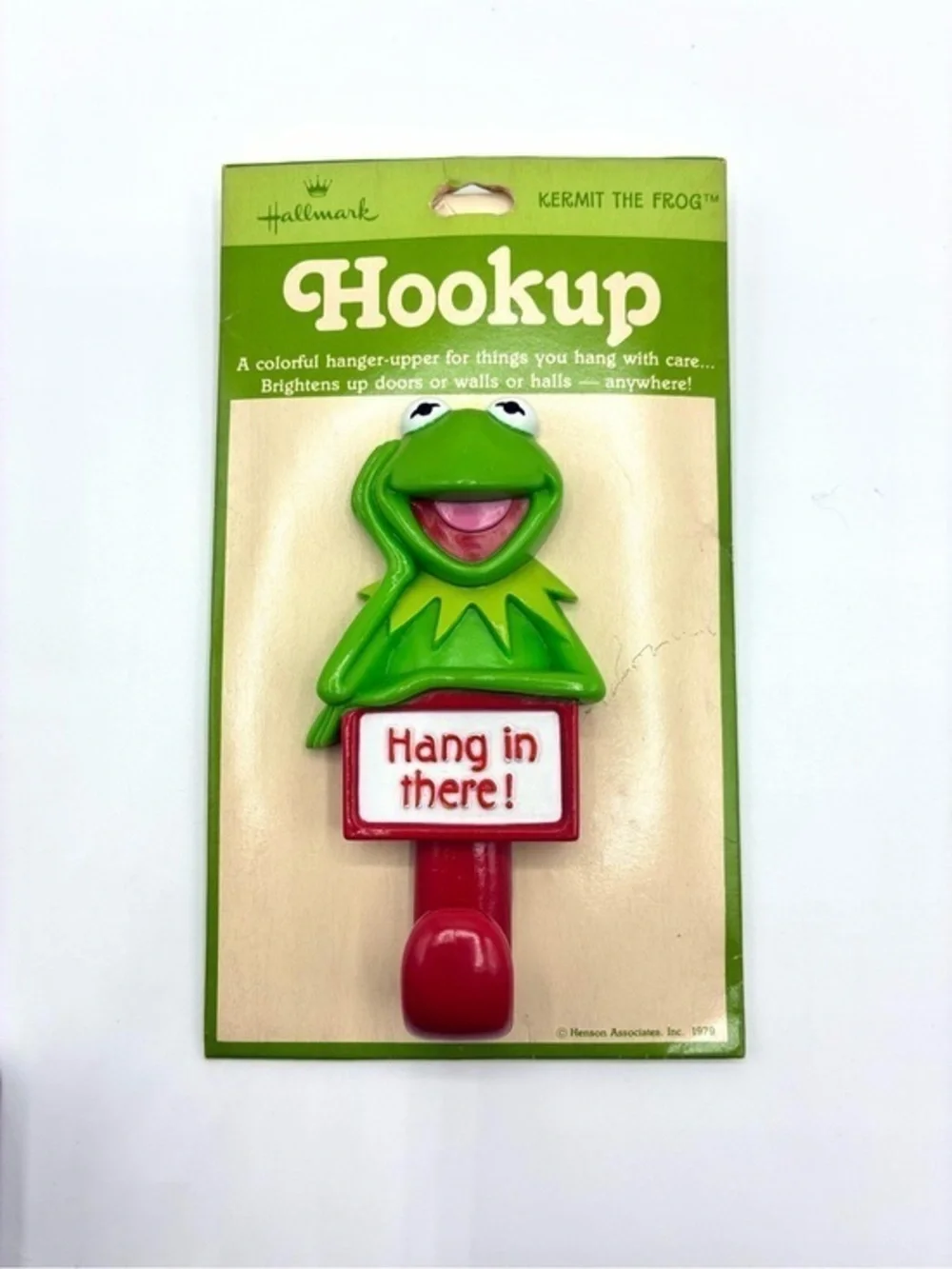 Rare Vintage Hallmark Hookup Kermit Frog Hang In There Wall Hook Carded 1979